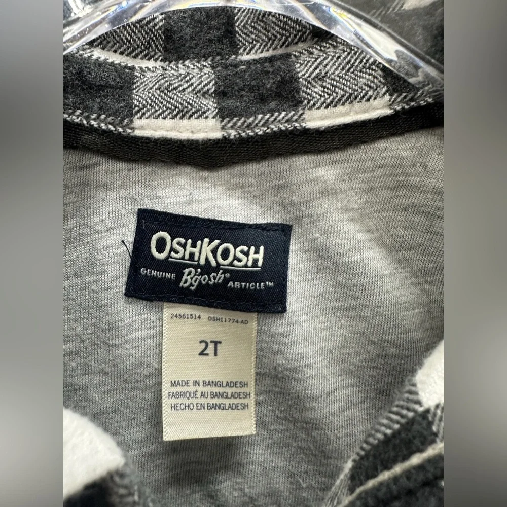 Oshkosh B’Gosh Boys Black and White Plaid Shirt Size 2T
